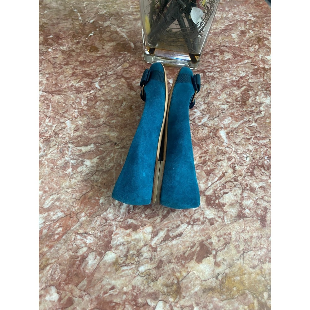Salvatore Ferragamo Varina Women's Tael Blue Suede Ballet Flat Sz 8.5B EUC, $780 - Picture 7 of 11